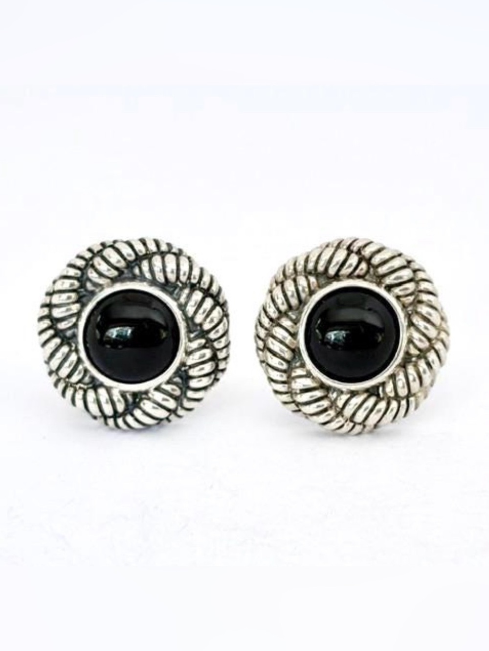 Vintage Extra Large Sterling 14k Black Onyx Earrings